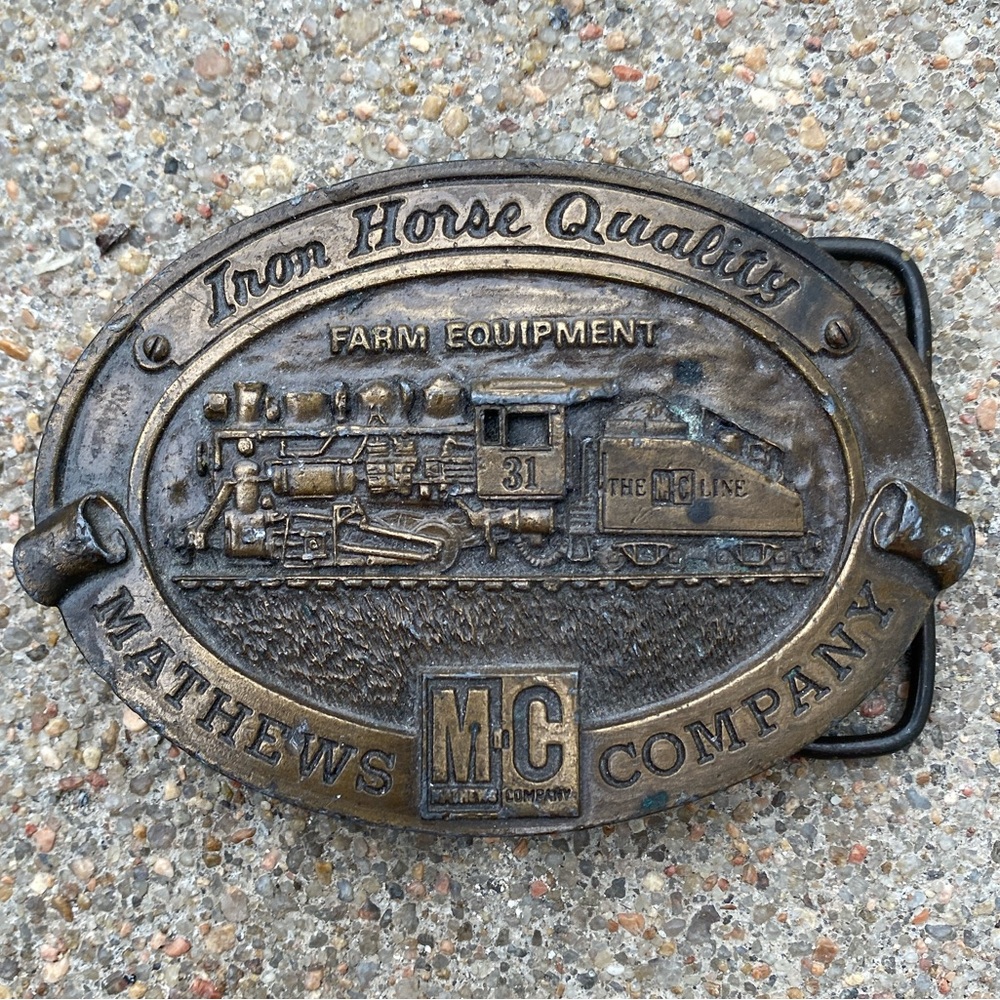 Mathews Company MC Line Train Belt Buckle Bergamot Brass Works